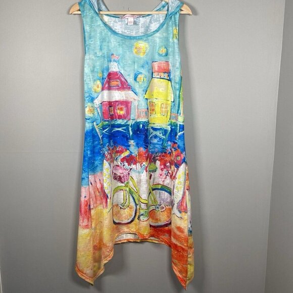 Leoma Lovegrove Happy Place Women’s M Hooded Cover Up Vented Sleeveless Beach - Picture 2 of 13